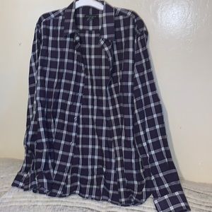 French Connection Purple and black grunge button down shirt